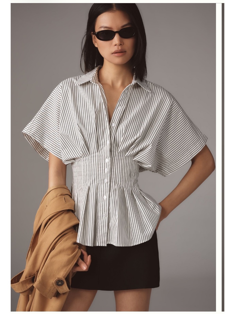 Tobie Short Sleeve Pleated Blouse by Exquise